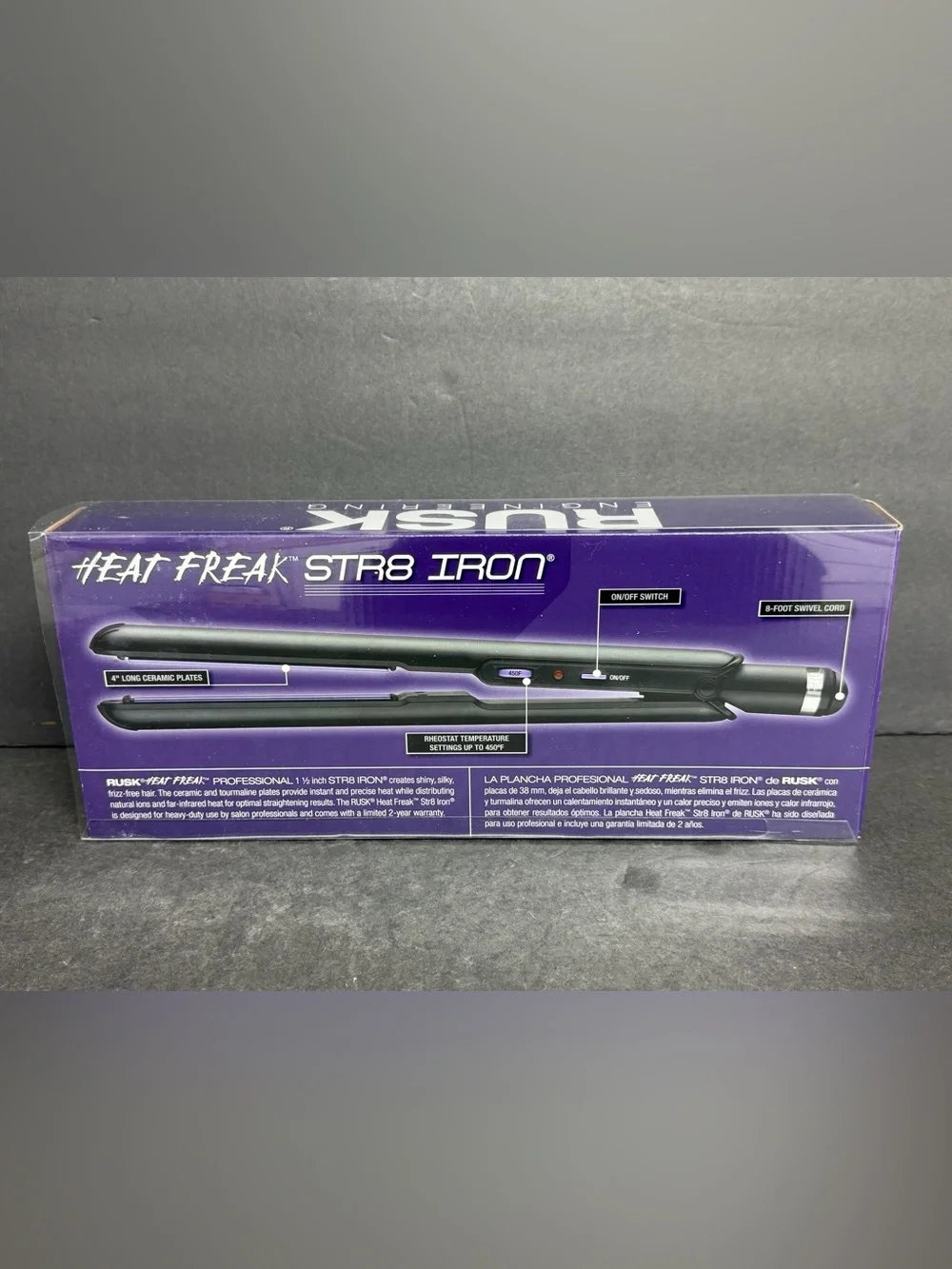 BRAND NEW Rusk Heat Freak Professional Str8 Ceramic Tourmaline Flat Iron, 1.5